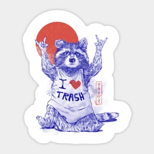 I Love Trash - Cute Funny Metal Raccoon Gift Sticker